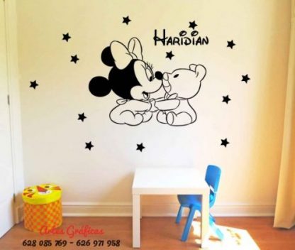 vinilo decorativo y adhesivo para pared de Minnie bebe para habitaciÃ³n infantil tambien stickers o pegatinas