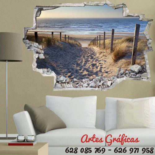 vinilo decorativos y adhesivo para pared de playa de arena blanca para cabecero o salon