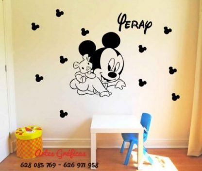 vinilo decorativo y adhesivo para pared de Mickey bebe para habitaciÃ³n infantil tambien stickers o pegatinas
