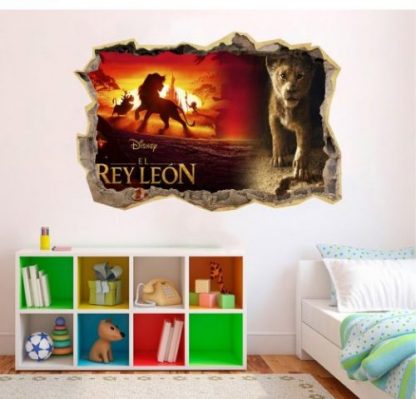 vinilo decorativo y adhesivo para pared de la pelicula del rey leon en habitacion infantil